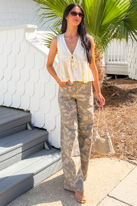 Mitchell Wide Leg Hidden Premium Jeans (Tan Camo) - NanaMacs