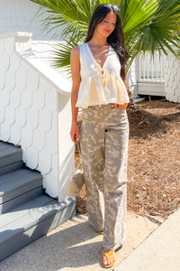 Mitchell Wide Leg Hidden Premium Jeans (Tan Camo) - NanaMacs