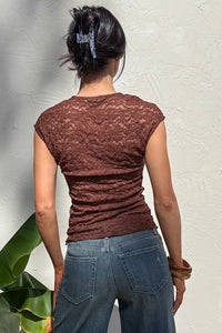 Muse At Midnight Floral Lace Top (Brown)