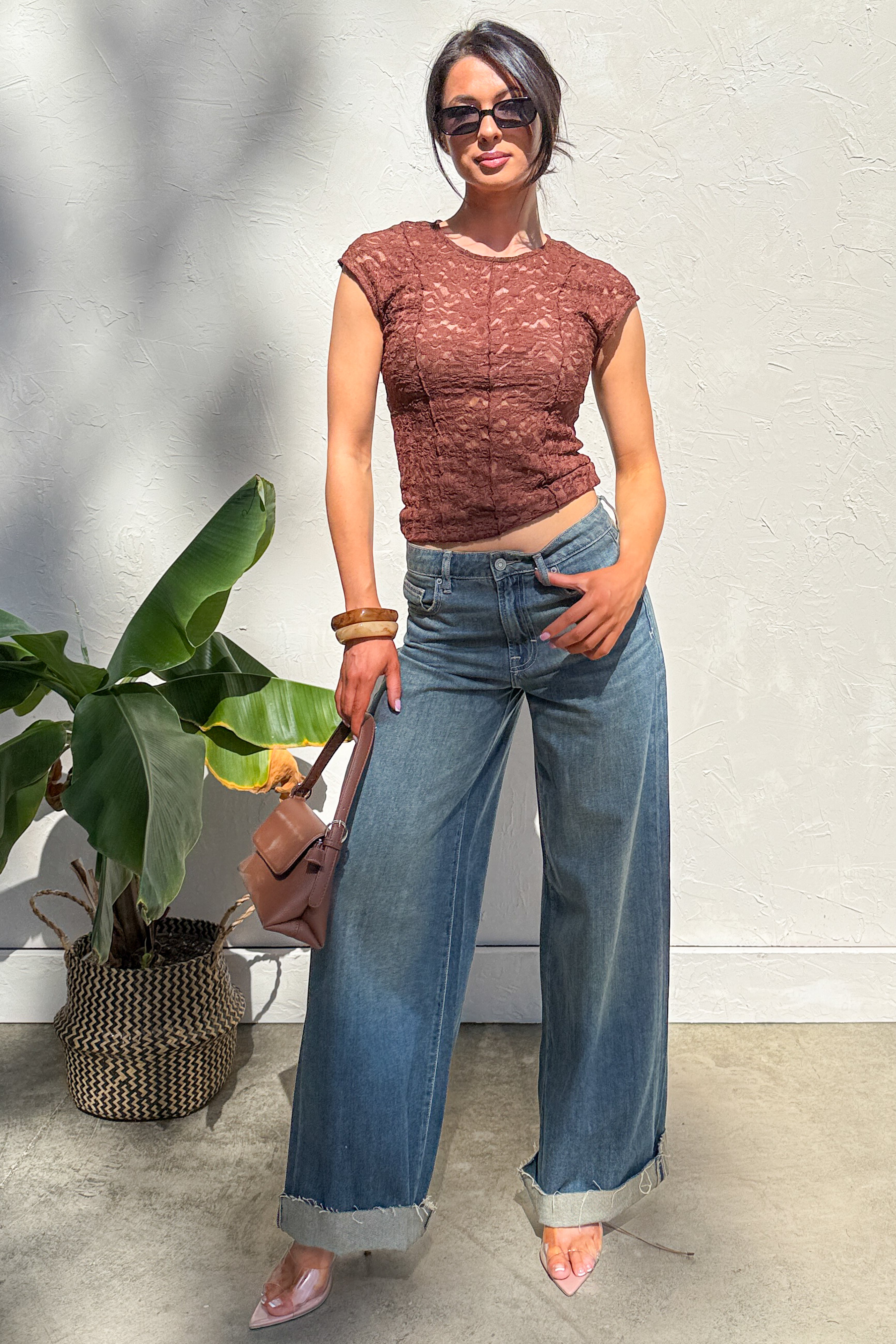 Muse At Midnight Floral Lace Top (Brown)