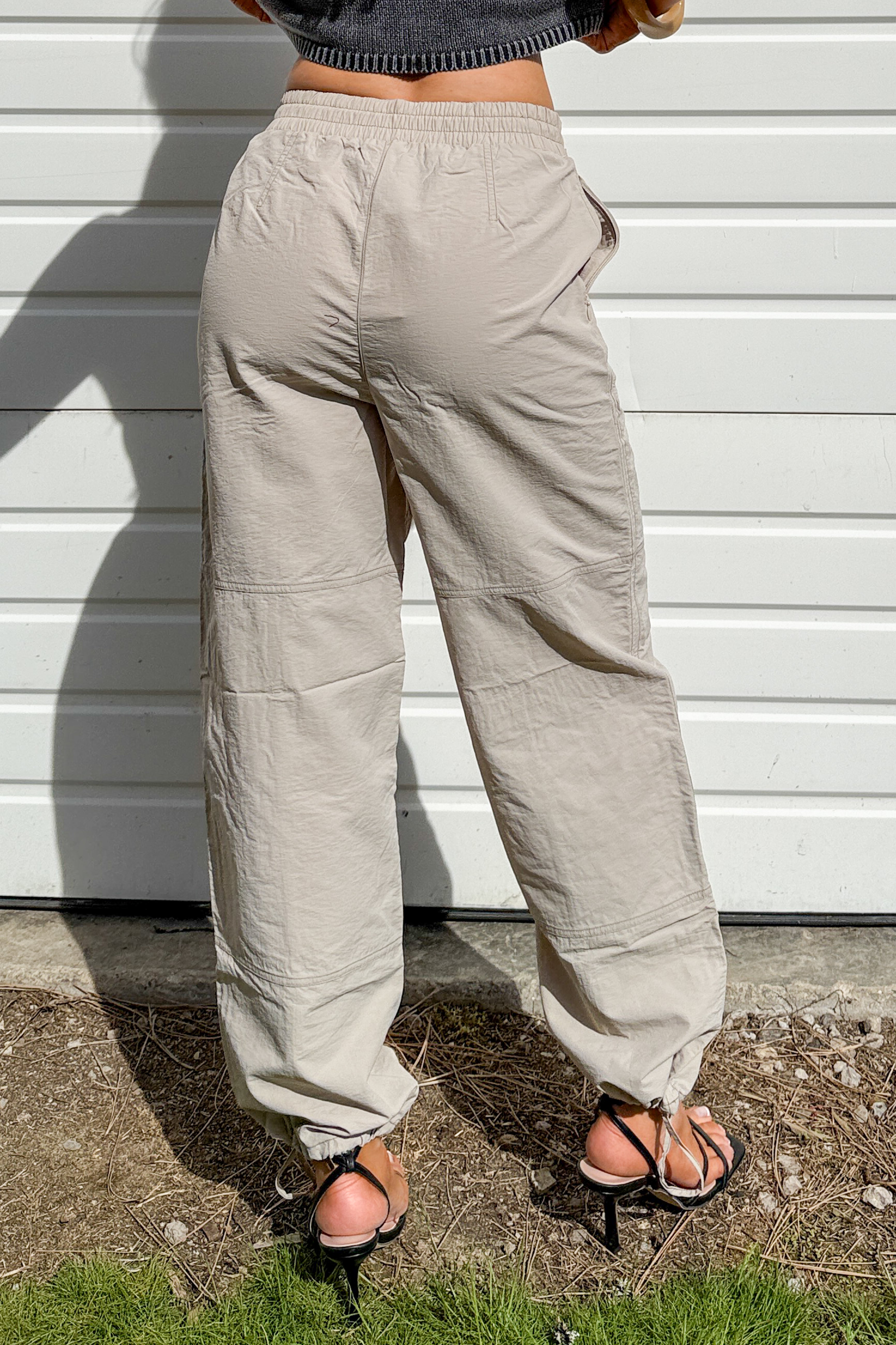 No Plot Needed Parachute Jogger Pants (Coconut Milk) - NanaMacs