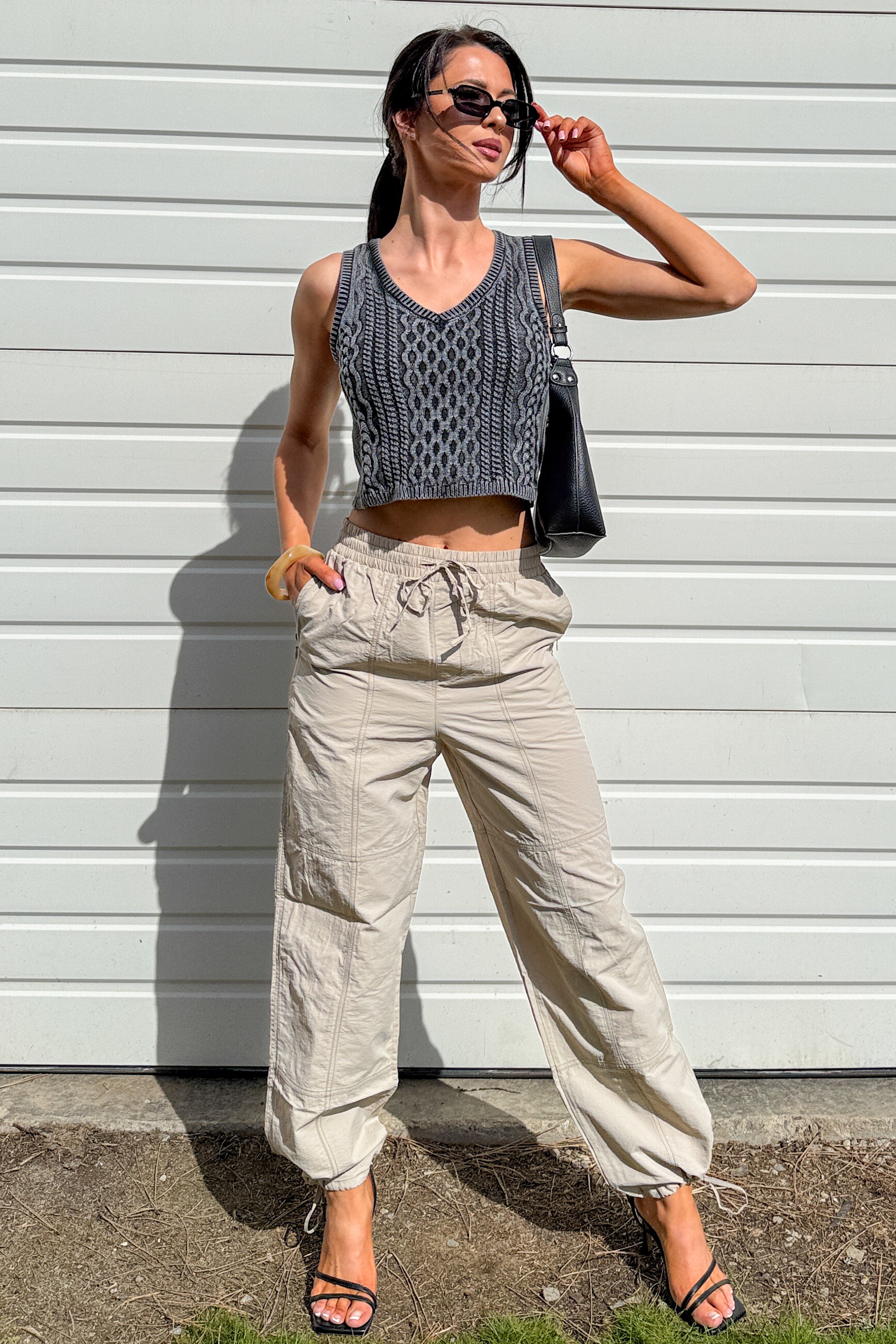 No Plot Needed Parachute Jogger Pants (Coconut Milk) - NanaMacs