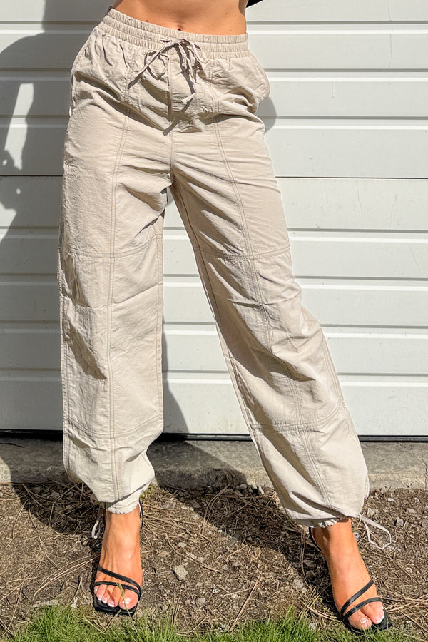 No Plot Needed Parachute Jogger Pants (Coconut Milk) - NanaMacs