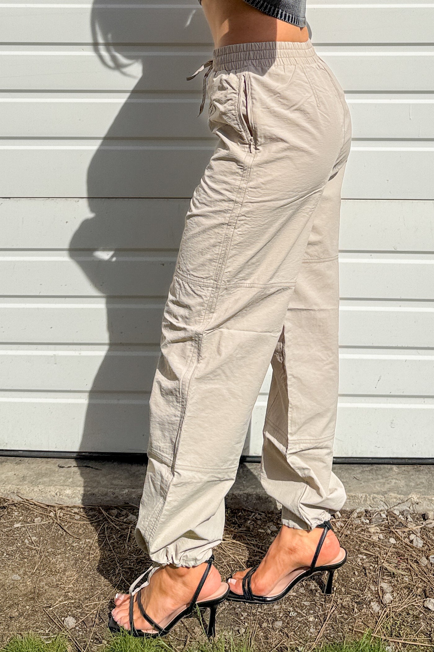 No Plot Needed Parachute Jogger Pants (Coconut Milk) - NanaMacs