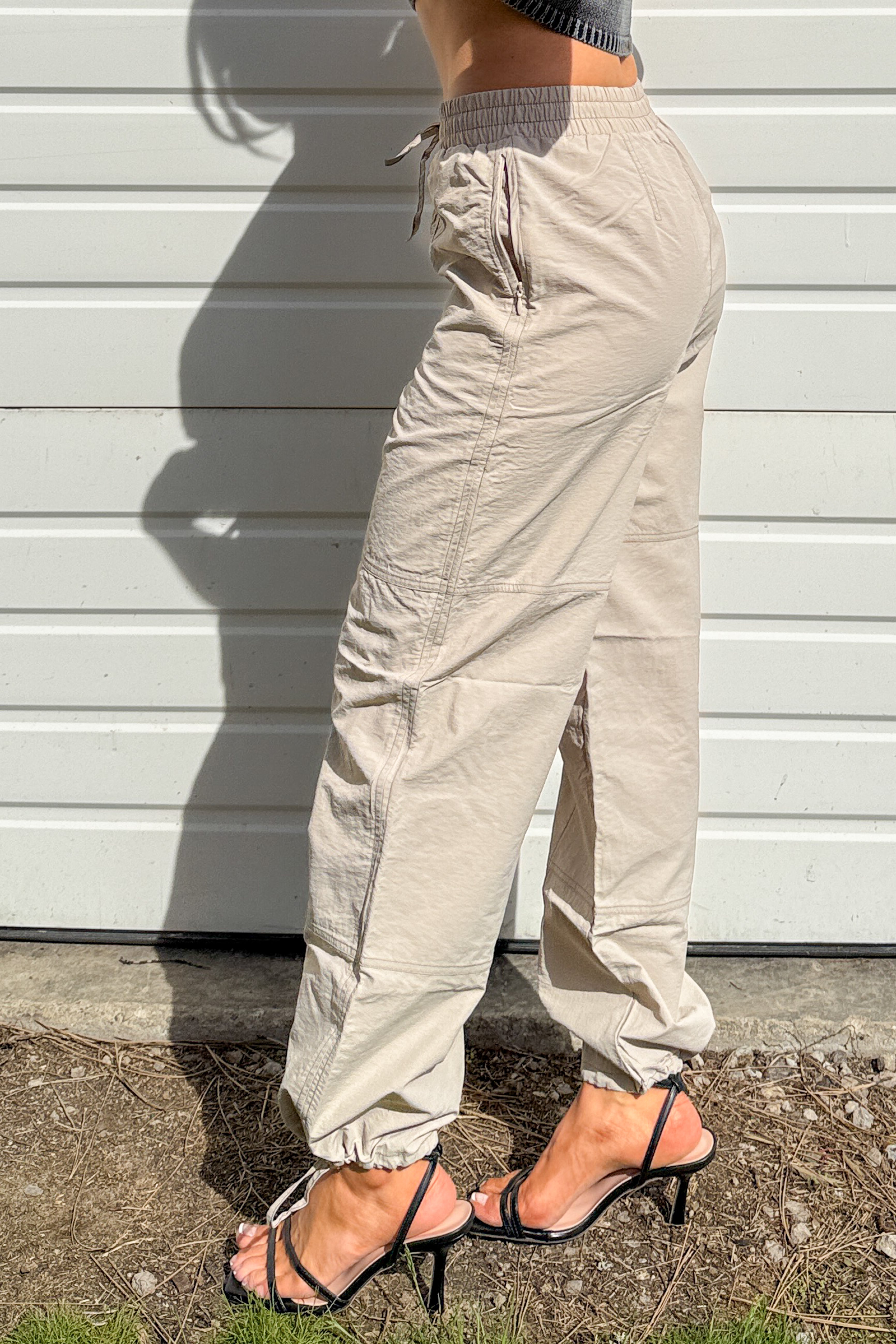 No Plot Needed Parachute Jogger Pants (Coconut Milk) - NanaMacs