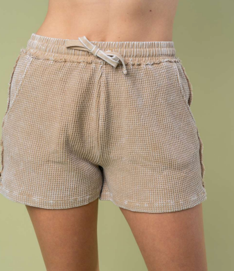 PREORDER Chad Waffle Knit Lounge Shorts (Taupe) - NanaMacs