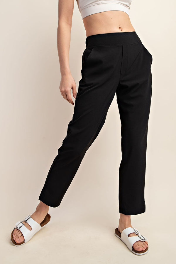 PREORDER Kenneth Crinkle Woven Straight Leg Pant (Black) - NanaMacs