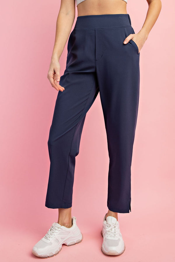 PREORDER Kenneth Crinkle Woven Straight Leg Pant (Navy) - NanaMacs