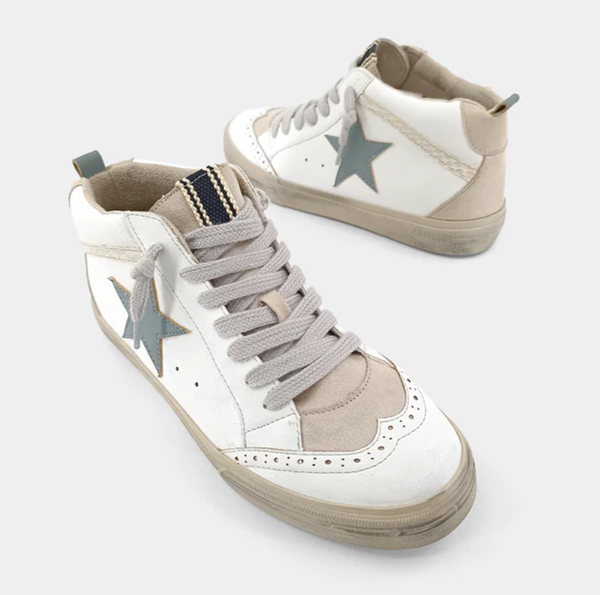 PREORDER Too Cool For School Vintage Star High Top Sneakers (Slate Blue) - NanaMacs