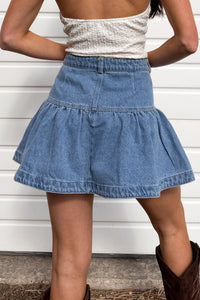 Prairie Darling Ruffle Mini Skirt (Medium Denim)