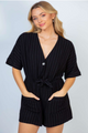 PREORDER Ethan Striped Short Sleeve Romper (Black) - NanaMacs