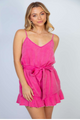 PREORDER Libbie Ruffled Chambray Romper (Pink) - NanaMacs