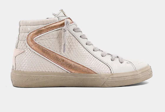 PREORDER Rooney Retro High-Top Sneakers (Taupe Snake) - NanaMacs