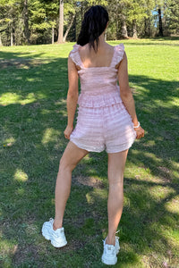 Right Where I Am Tiered Ruffle Romper (Pink)