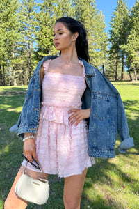 Right Where I Am Tiered Ruffle Romper (Pink)