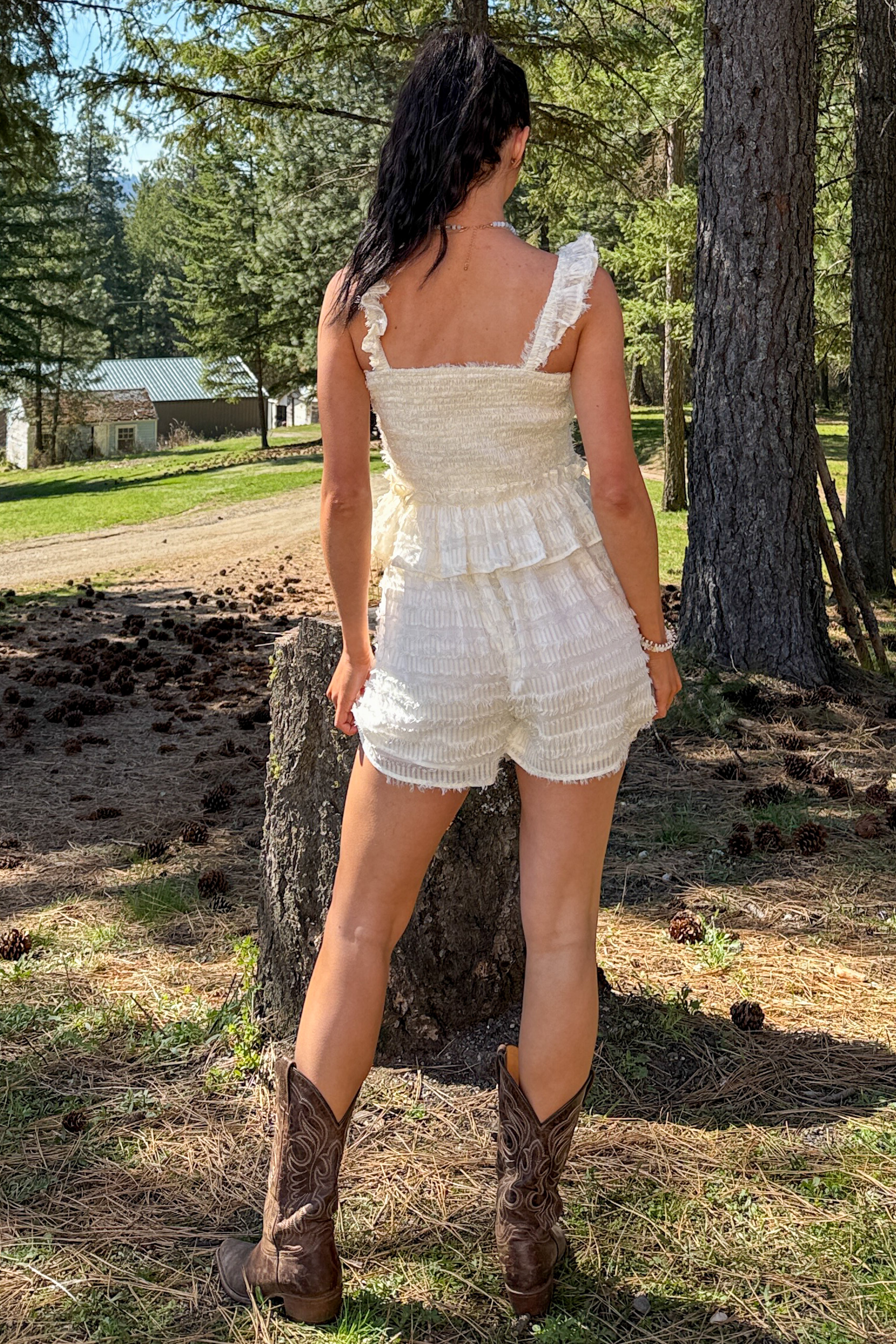 Right Where I Am Tiered Ruffle Romper (White) - NanaMacs