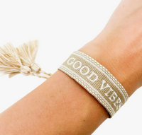 "Good Vibes" Boho Bracelet (Taupe) - NanaMacs