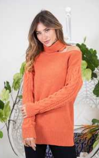 Decision's Yours Cold Shoulder Sweater (Rust) - NanaMacs