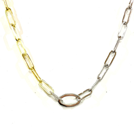 Mixing Things Up Two-Tone 18K Plated Necklace (Gold/Silver) - NanaMacs