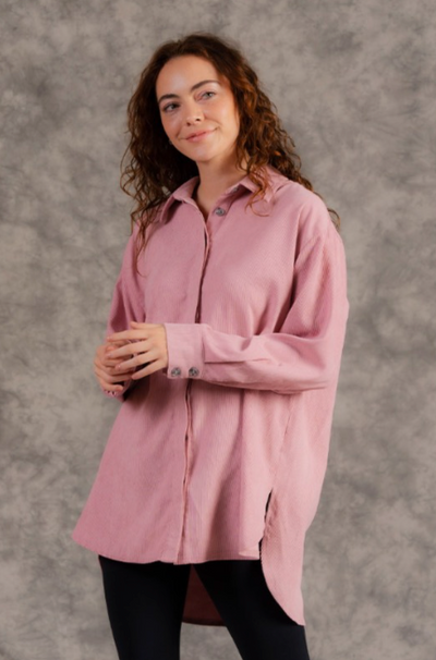 From Here On Out Oversized Corduroy Long Sleeve Top (Blush) - NanaMacs