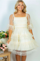 PREORDER Purely Romantic Ruffled Swiss Dot Mini Dress (Ivory) - NanaMacs
