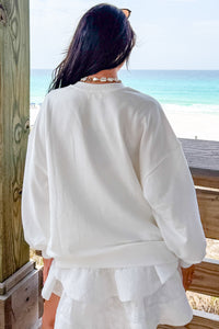 Seaside State Embroidered Swimsuit Graphic Sweatshirt (White) - NanaMacs