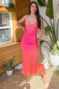 Summertime Crush Ombre Maxi Dress (Tropical Coral)