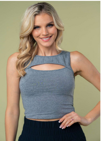 Jalen Cut-Out Crop Top (2Tone Grey) - NanaMacs