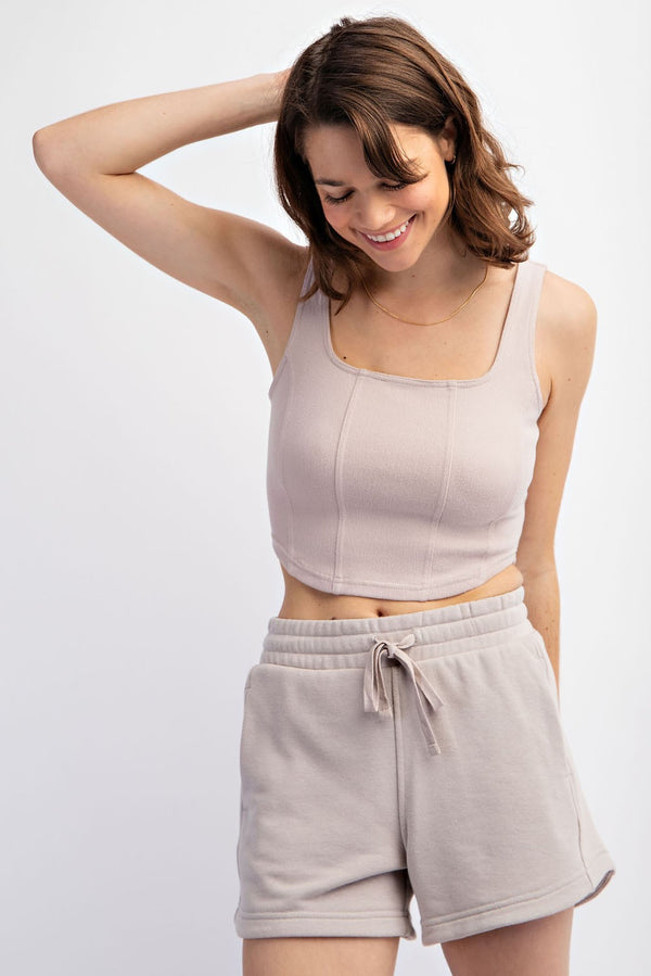 Charlize Square Neck Crop Tank (Dusty Taupe) - NanaMacs