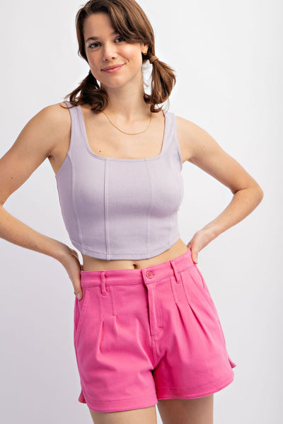 Charlize Square Neck Crop Tank (Lavender) - NanaMacs