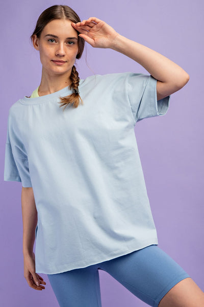 Craig Reversible Oversized T-Shirt (Dusty Blue) - NanaMacs