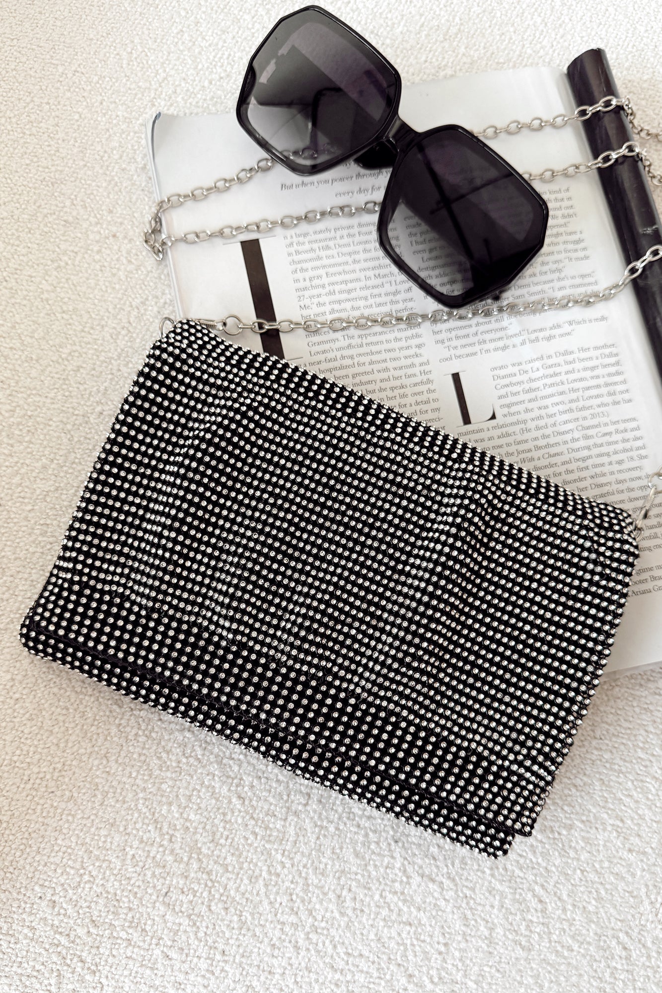 Big On Bling Rhinestone Clutch Purse (Clear/Black) - NanaMacs