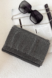 Big On Bling Rhinestone Clutch Purse (Clear/Black) - NanaMacs