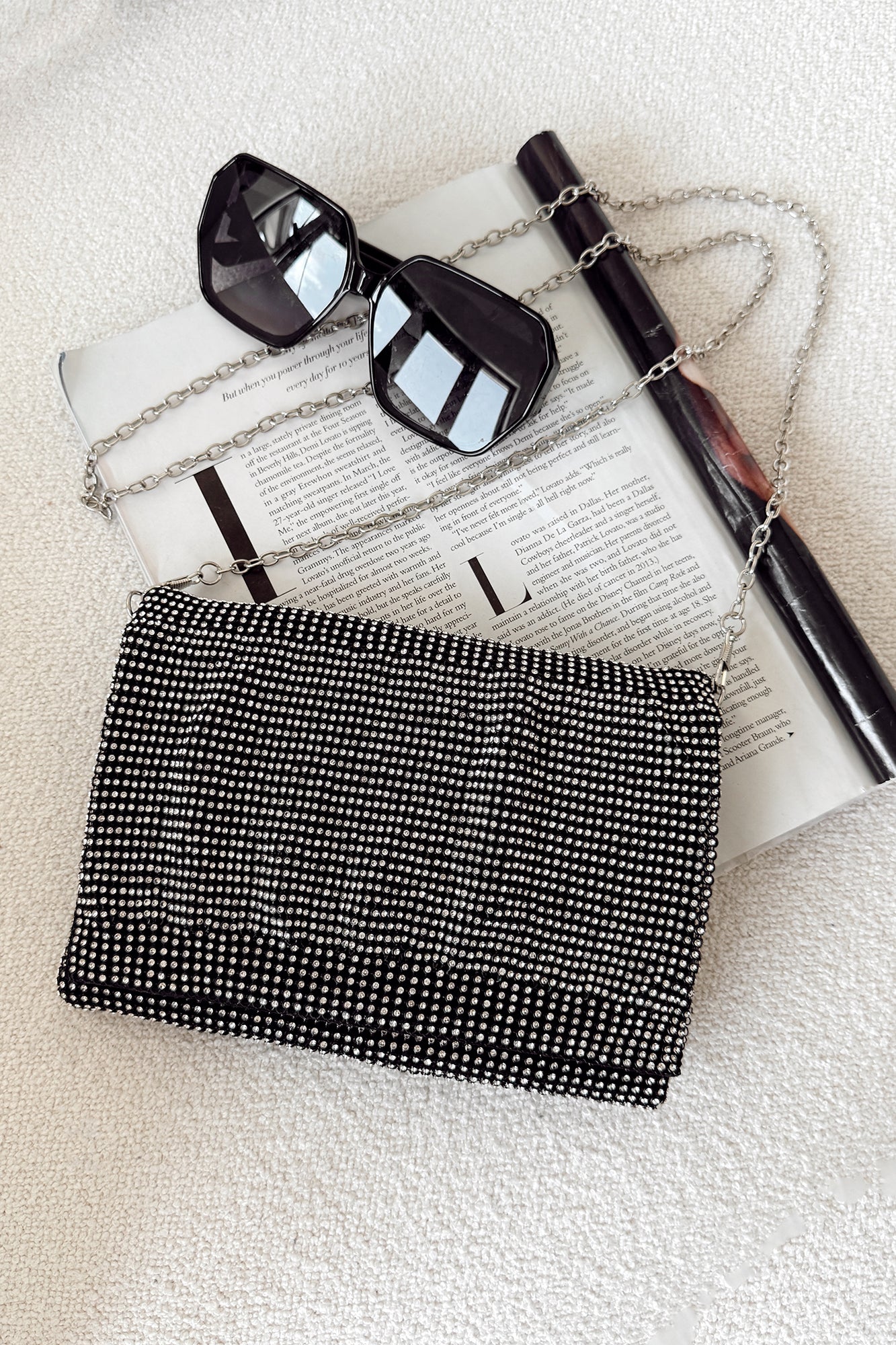 Big On Bling Rhinestone Clutch Purse (Clear/Black) - NanaMacs