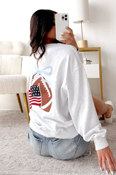 "Game Day" Embroidered Sweatshirt (Light Grey)