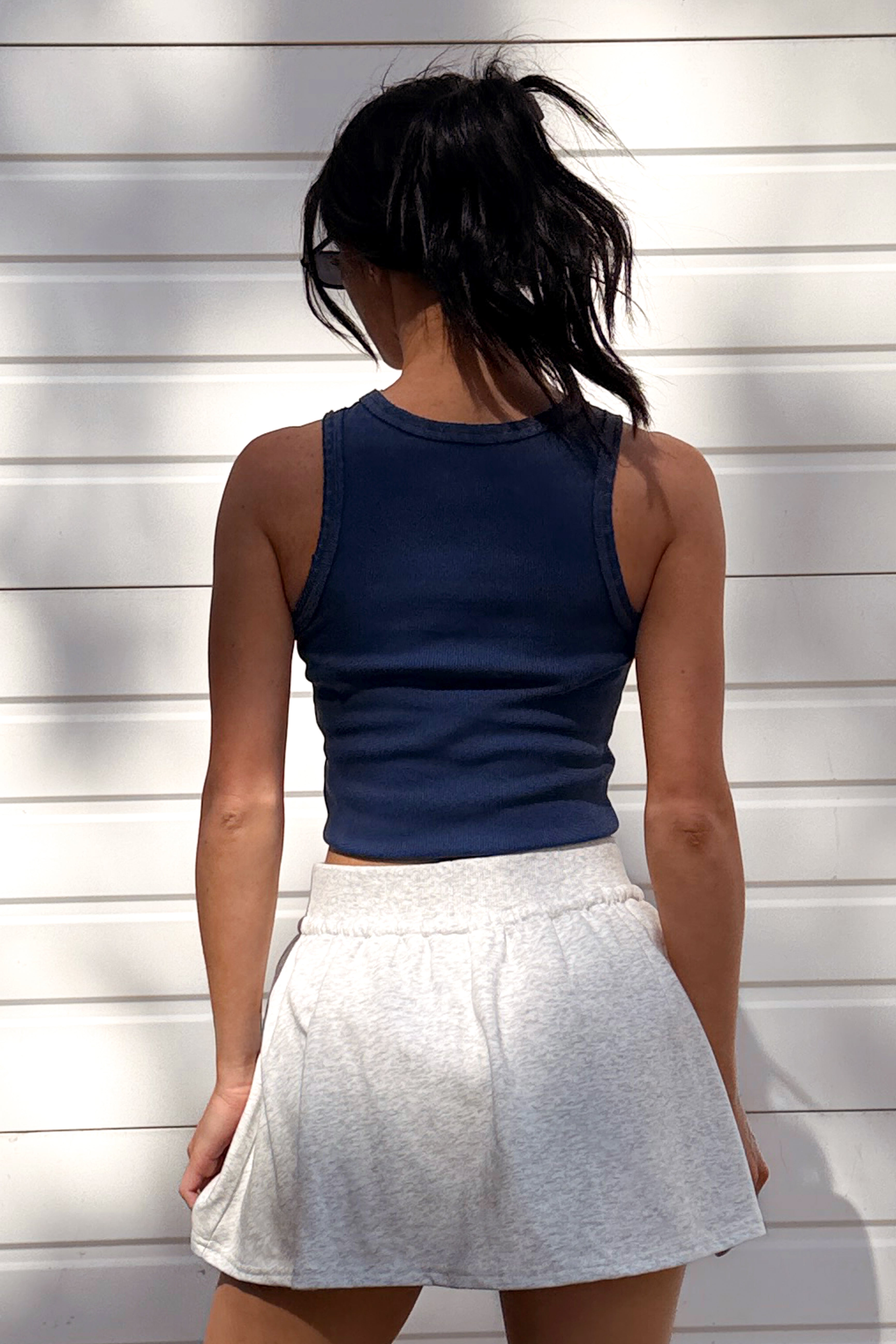 The Everyday Edit Acid Wash Ribbed Tank Top (Navy)