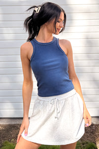The Everyday Edit Acid Wash Ribbed Tank Top (Navy)