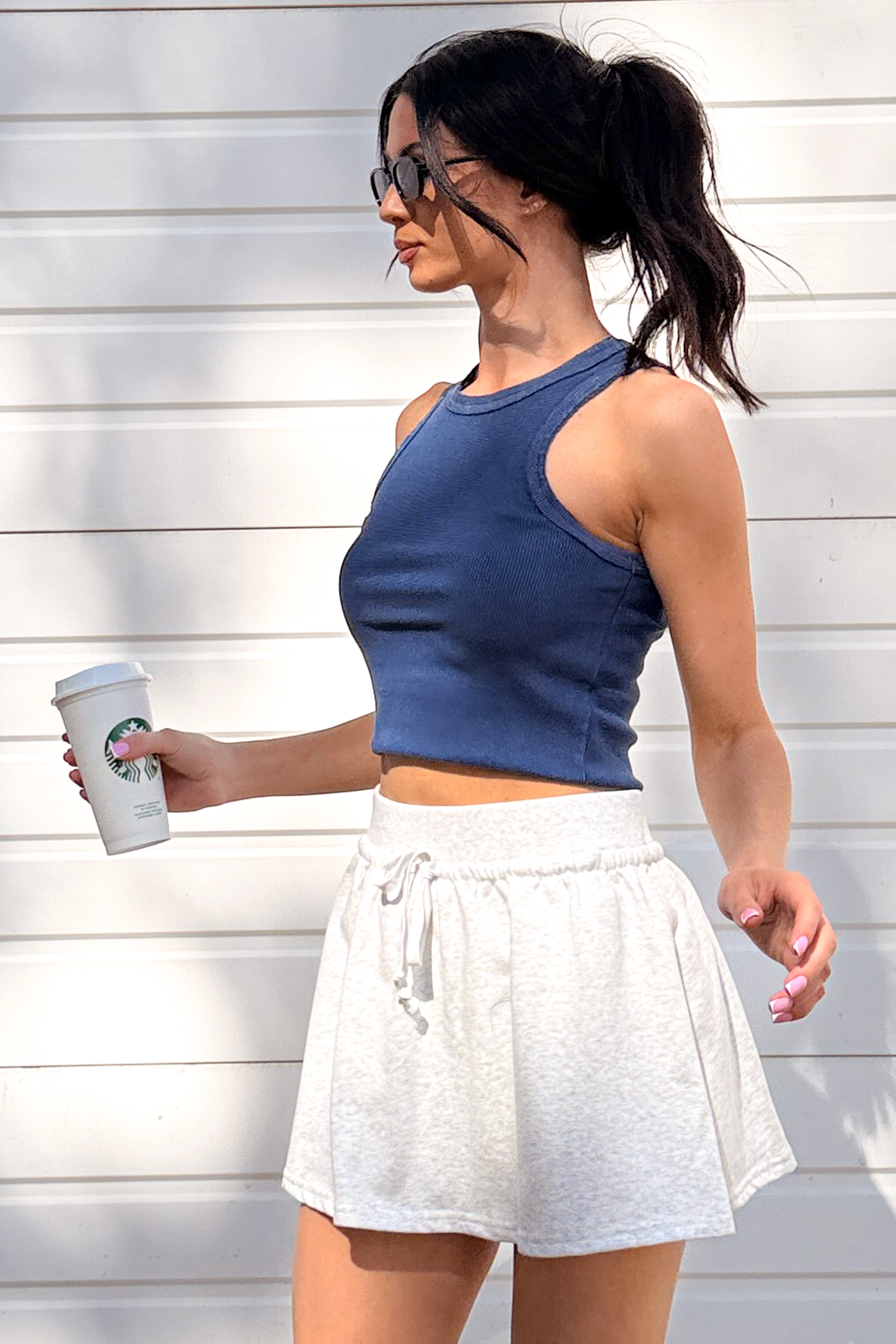 The Everyday Edit Acid Wash Ribbed Tank Top (Navy)