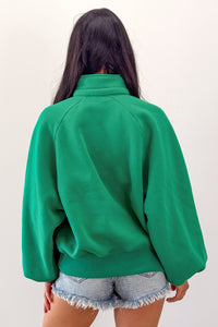Turning The Page Snap-Button Pullover Sweatshirt (Green) - NanaMacs