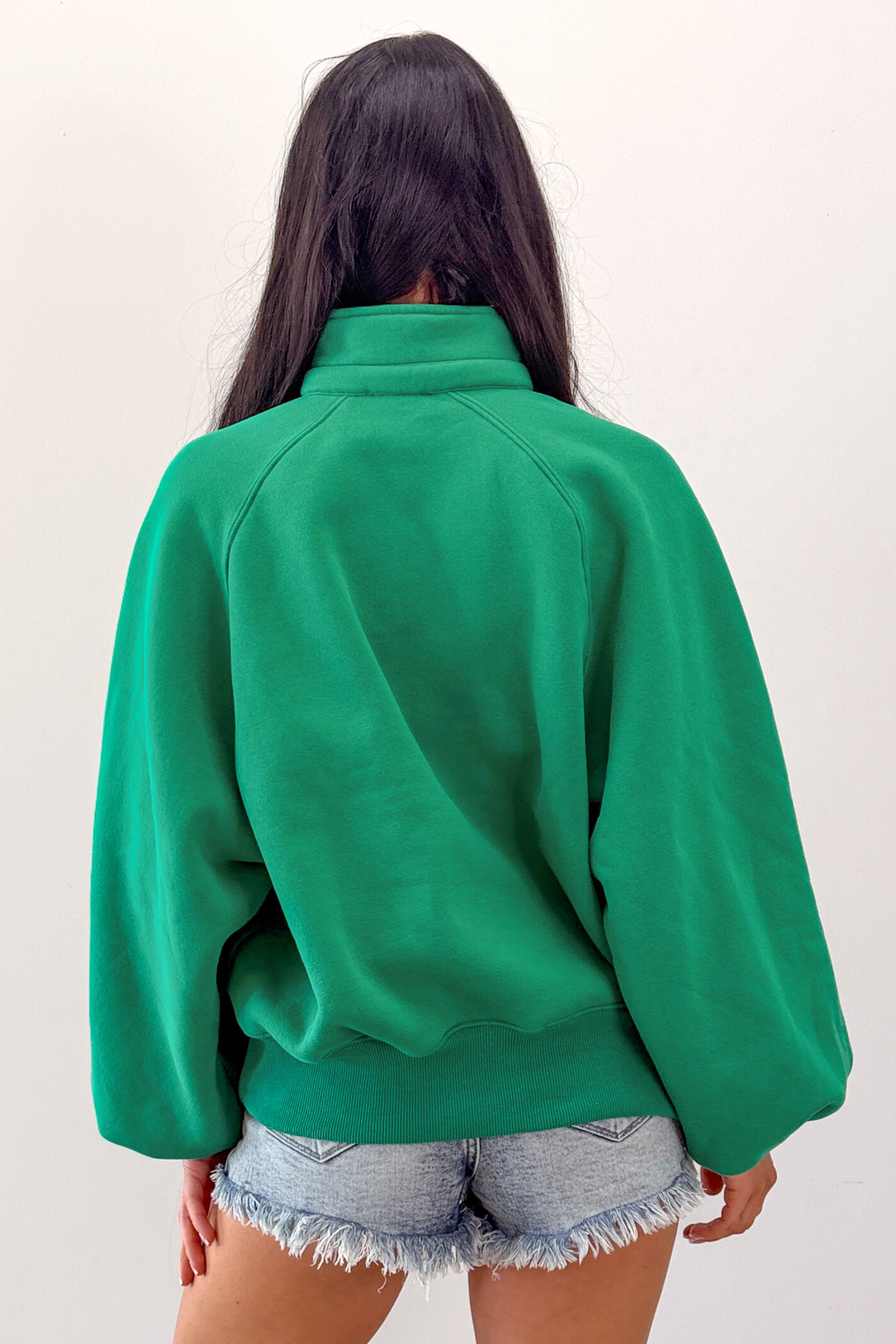 Turning The Page Snap-Button Pullover Sweatshirt (Green) - NanaMacs