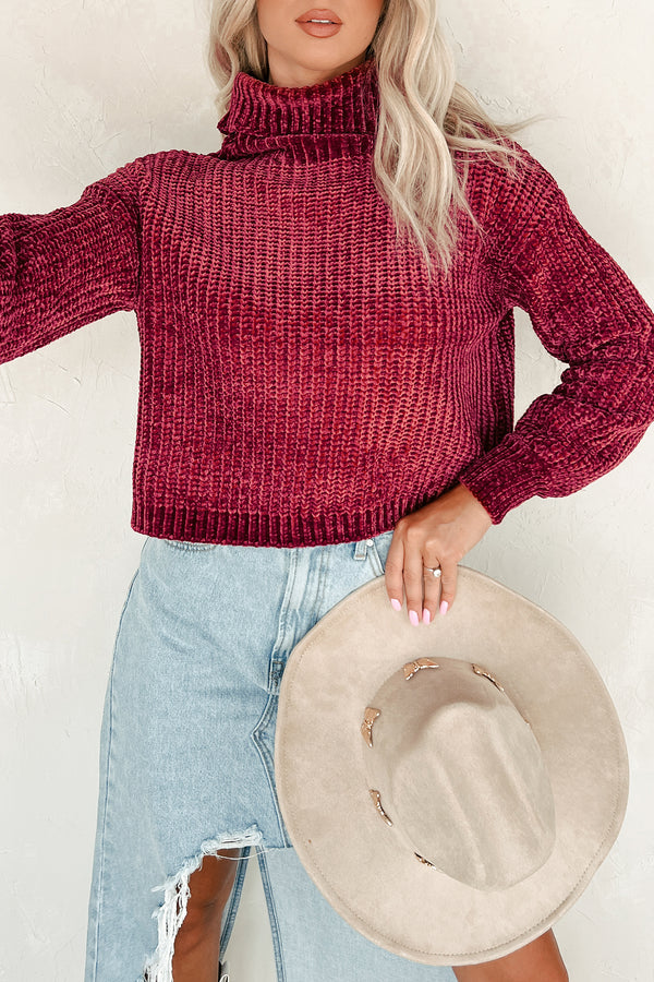 Autumn Comforts Zenana Chenille Sweater (Cabernet) - NanaMacs