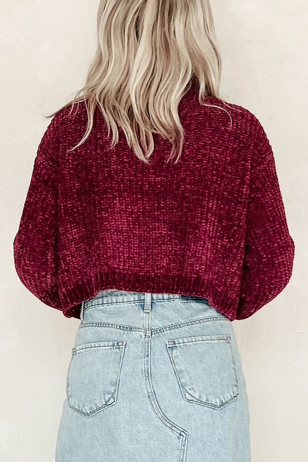 Autumn Comforts Zenana Chenille Sweater (Cabernet) - NanaMacs