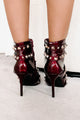 You Don't Stand A Chance Studded Booties (Burgundy Patent)