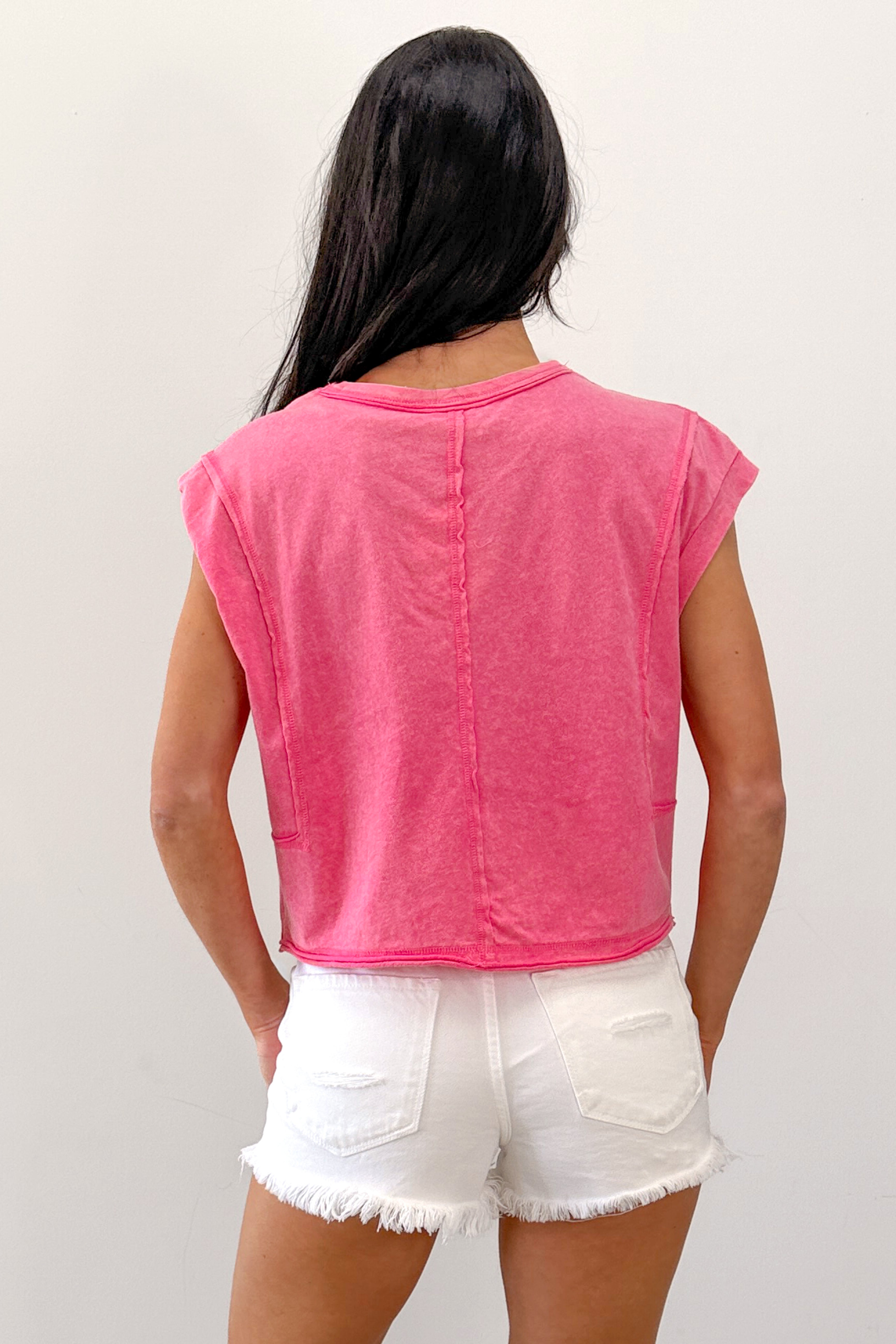 Varsity Muse Mineral Wash Boxy Cotton Top (Pink) - NanaMacs