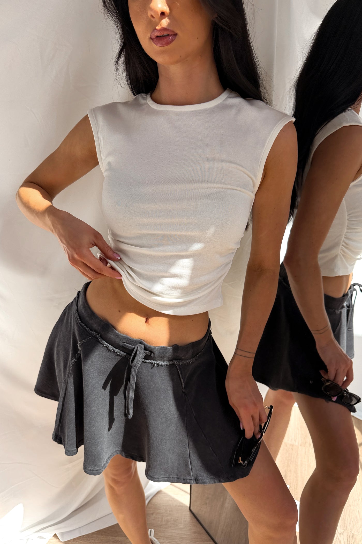 Wear On Repeat Sleeveless Basic Top (Off-White) - NanaMacs
