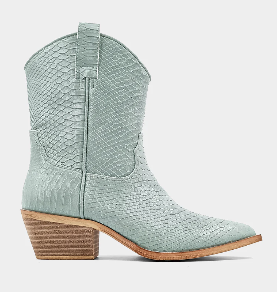 PREORDER Zouzou Faux Snakeskin Booties (Mint Snake) - NanaMacs