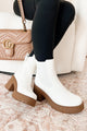 Boots On The Ground Platform Heeled Chelsea Boots (White PU) - NanaMacs