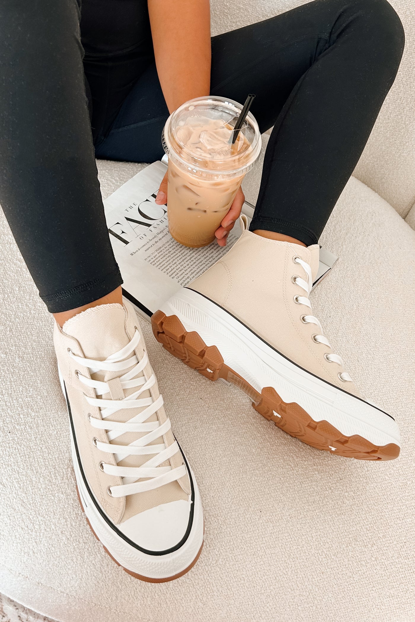 Candid & Carefree High Top Platform Sneakers (Beige) - NanaMacs