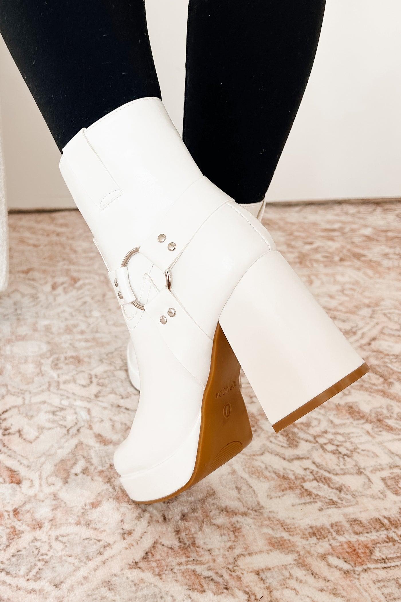 Made For Strutting Faux Leather Platform Bootie (White) - NanaMacs