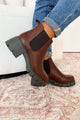 Road Less Traveled Lug Sole Chelsea Ankle Boots (Brown PU) - NanaMacs